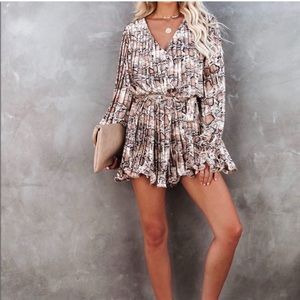 VICI Snake Print Pleated Romper Small NEW Never Worn